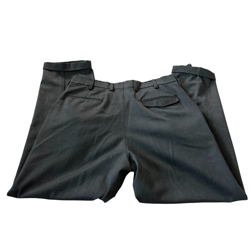Orvis Mens Trouser Ankle Pants Black Size 36 Pleated Rolled Hem Tapered Leg - Picture 3 of 10